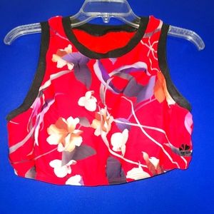 RED floral swim crop top Hapari